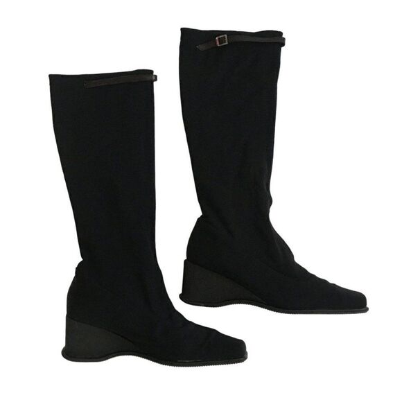 Rangoni black womens knee high platform boot size 7